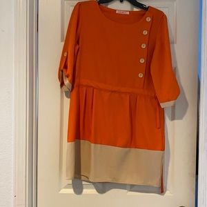 Orange and tan dress